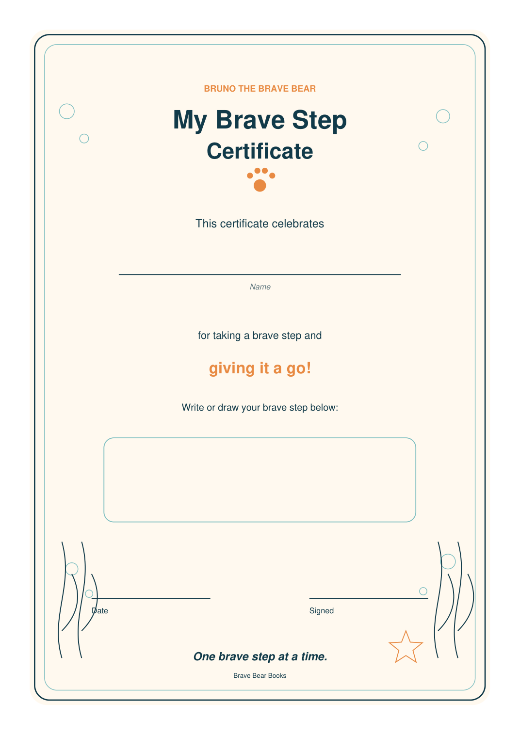My Brave Step certificate preview