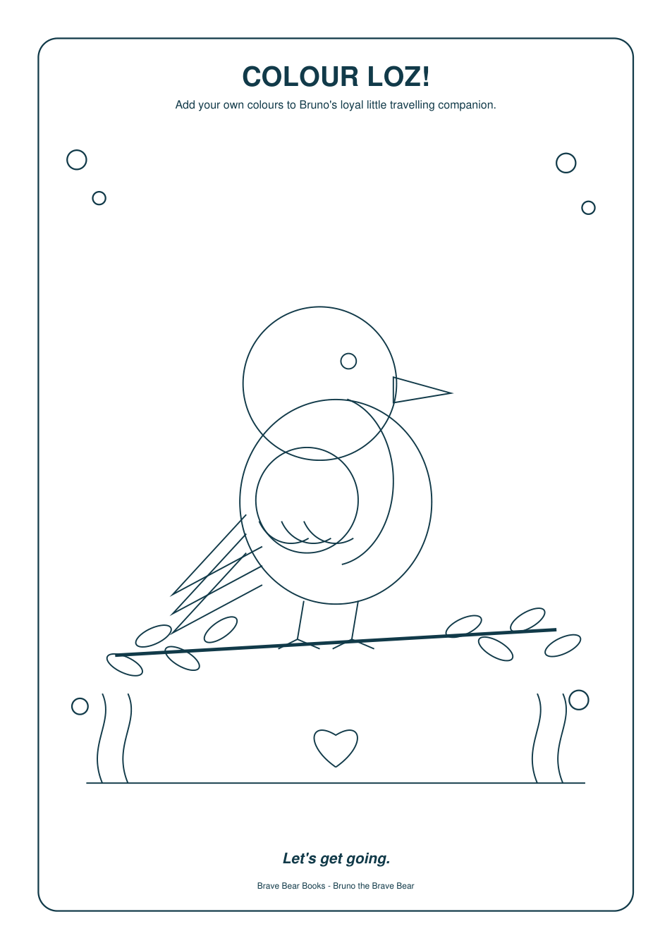 Loz the Robin colouring activity preview