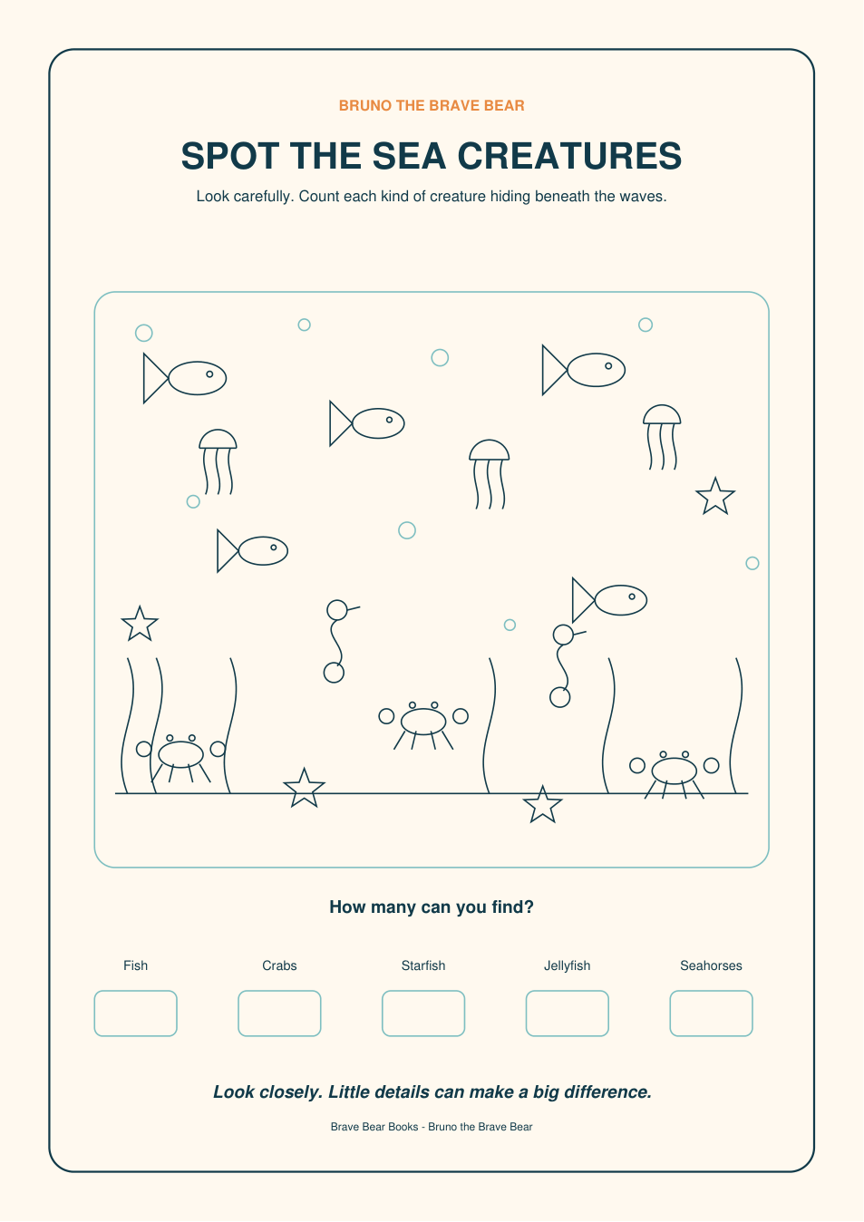 Spot the sea creatures activity preview